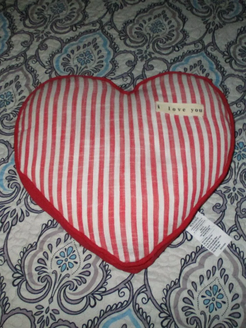 Glory Haus Heart Pillow - Handmade Heart-Shaped Linen Hug Pillow, I Love You